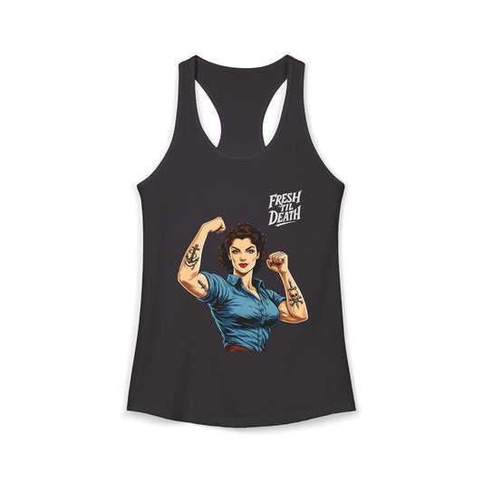 Rosy Vintage Racerback Tank — Strong Women Gym & Summer Top