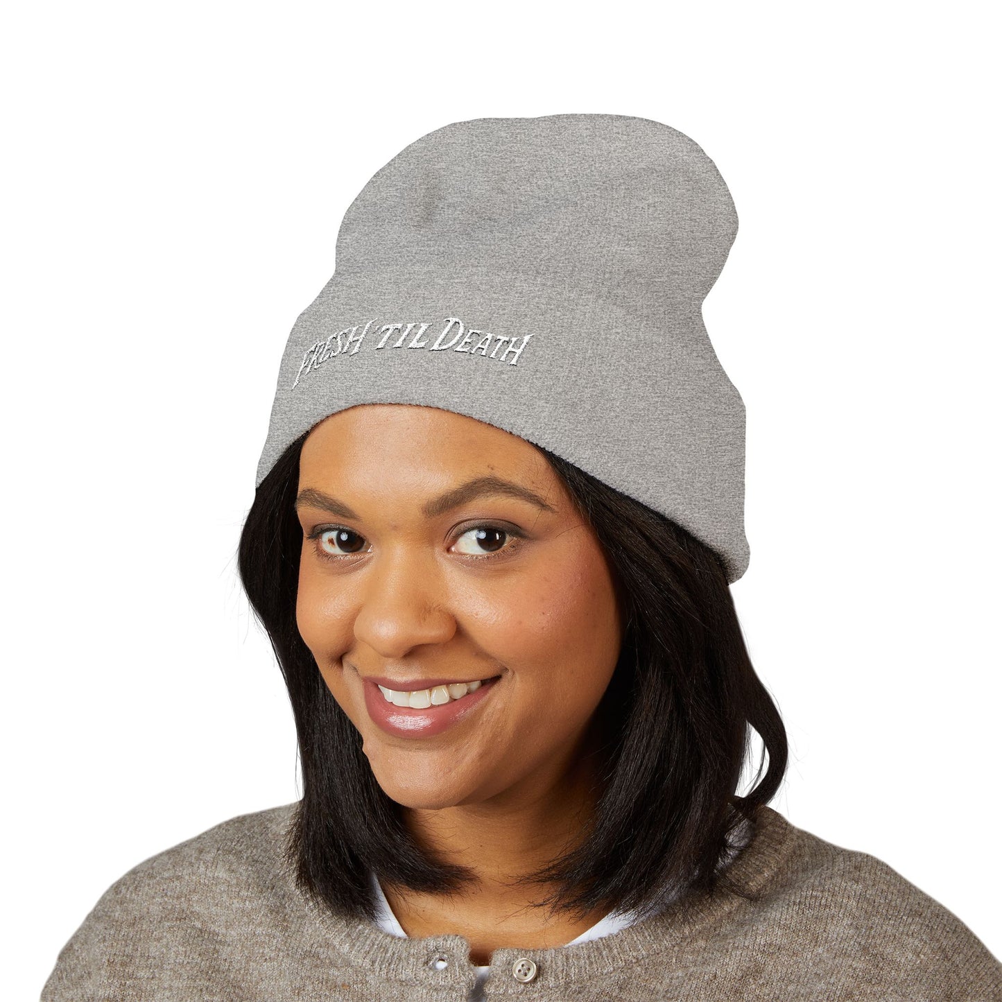 Fresh 'Til Death Embroidered Beanie — Tattoo Aftercare Brand Knit Hat