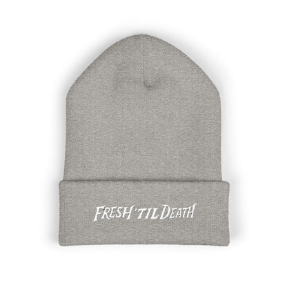 Fresh 'Til Death Embroidered Beanie — Tattoo Aftercare Brand Knit Hat