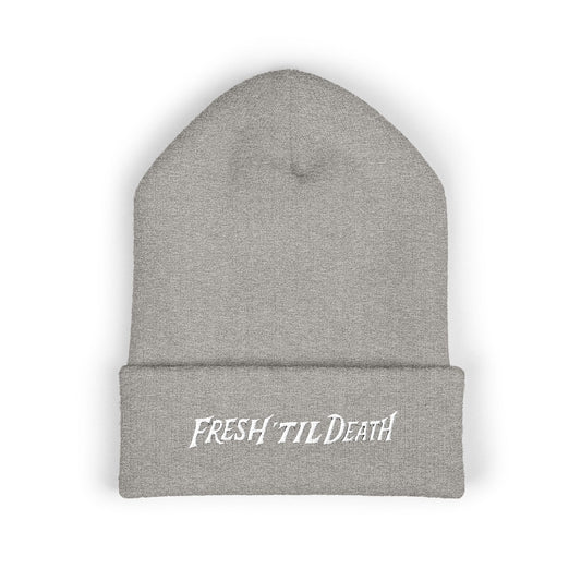 Fresh 'Til Death Embroidered Beanie — Tattoo Aftercare Brand Knit Hat