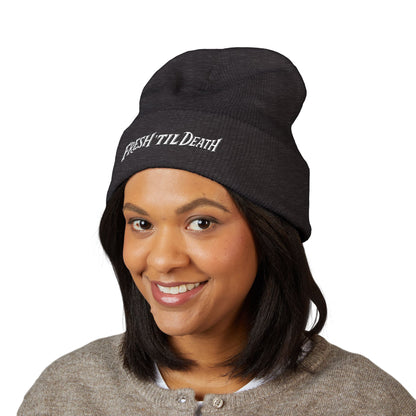 Fresh 'Til Death Embroidered Beanie — Tattoo Aftercare Brand Knit Hat