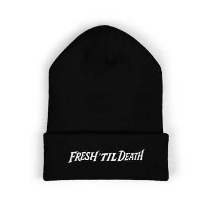 Fresh 'Til Death Embroidered Beanie — Tattoo Aftercare Brand Knit Hat